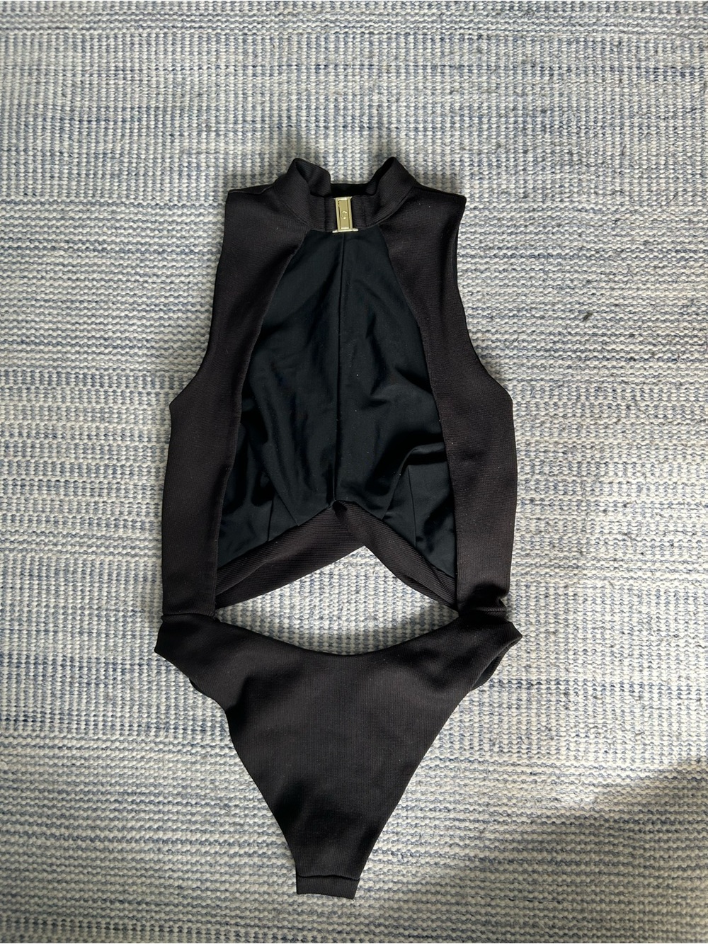 C Black Gold-Accented High Neck One-Piece - Picture 2 of 3